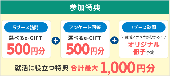 選べるe-GIFT合計最大1000円分＋オリジナル冊子予定！